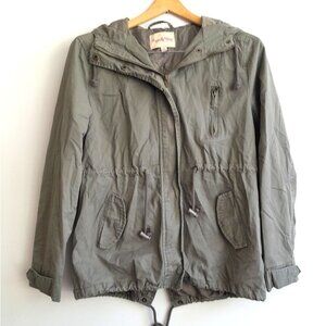 Womens Military Utility Gorpcore Casual Medium Outdoor Hooded Jacket Army Green